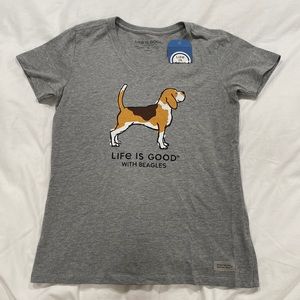 NWT Life is Good with Beagles V Neck T Shirt